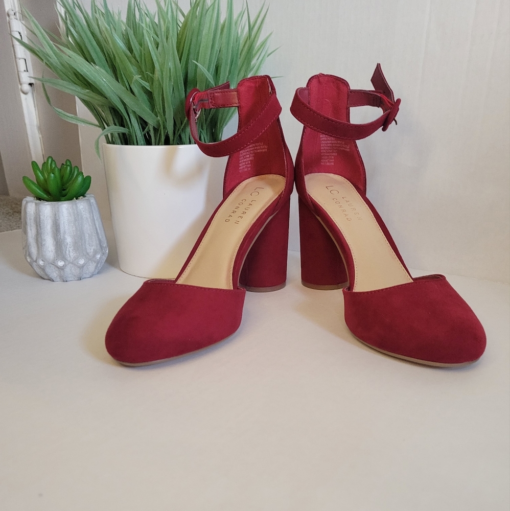 Red Heeled Strap Shoe 8